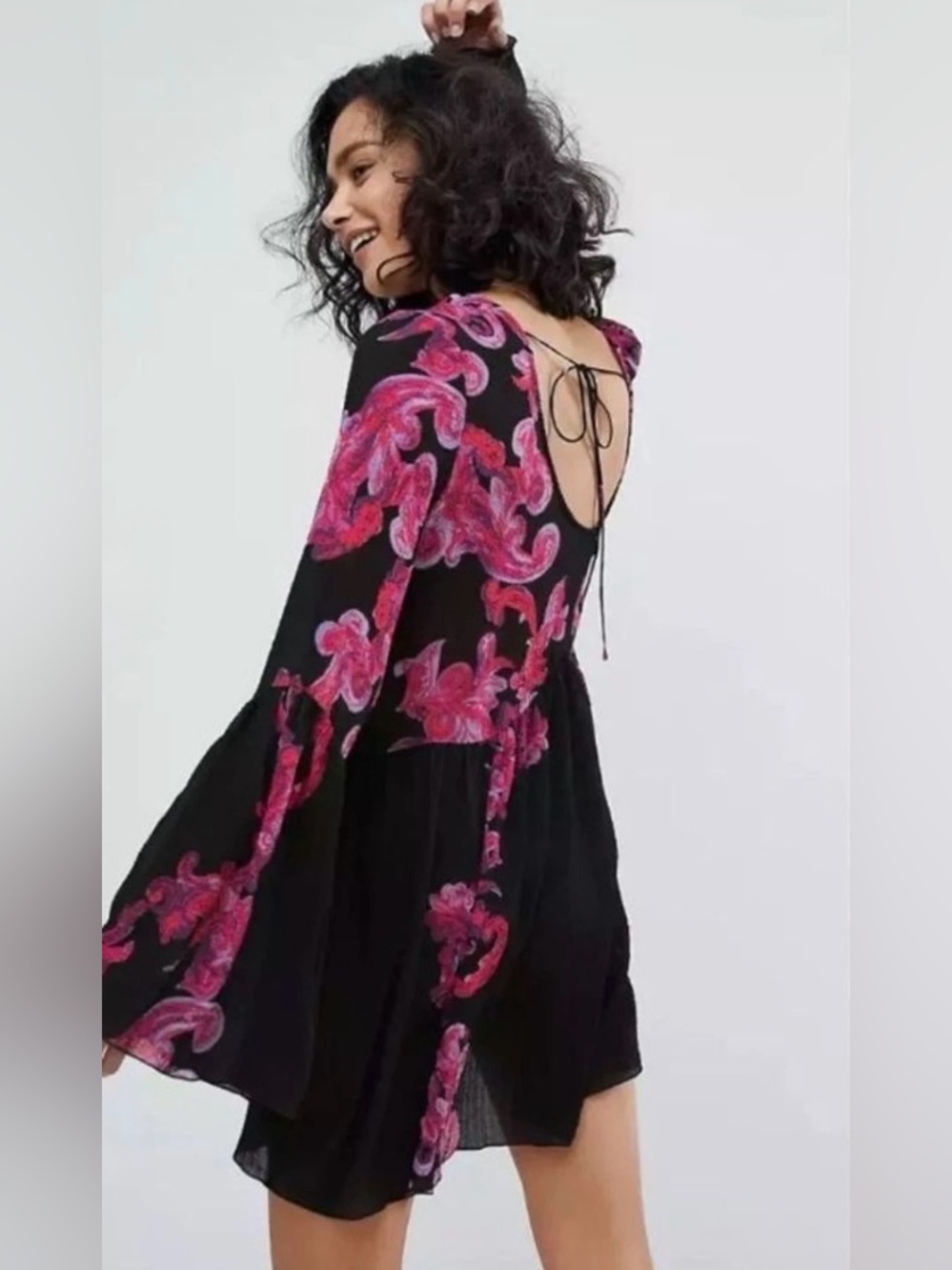 Intimately Free People Women's Floral Symphony Bell Sleeve Clip Tunic Dress - Picture 3 of 8
